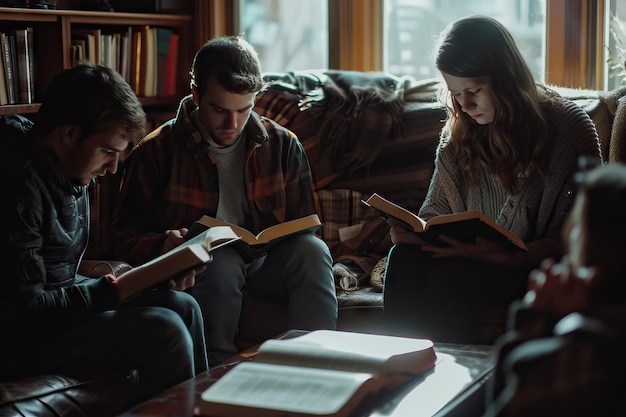 Foto estudio bíblico cristiano en grupos con amigos en las iglesias
