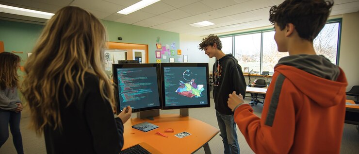 Foto "estudio de código y creatividad para proyectos innovadores de estudiantes"