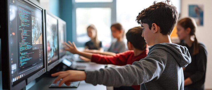 Foto "estudio de código y creatividad para proyectos innovadores de estudiantes"