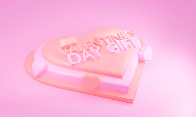 Estudio con corazones rosas y letras, símbolo del amor. Tarjeta de felicitación navideña para el día de San Valentín - ilustración 3d.