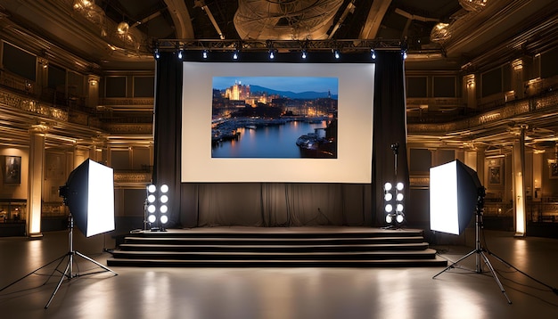 Estúdio de cinema atual iluminado por luz estroboscópica