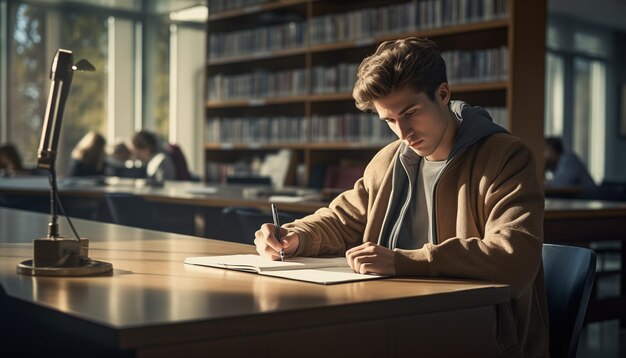 estudio estudiantil en la biblioteca