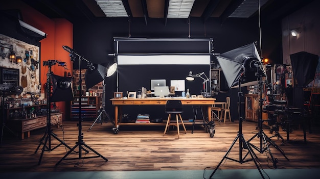 Estudio de fotografía con focos de luz