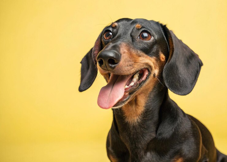 Estudio de fotografías de retratos de perros taquillos felices