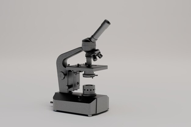 Estudio de microorganismos bajo un microscopio microscopio sobre un fondo blanco copiar pegar copiar espacio 3d render