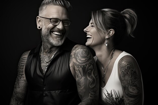 Foto estúdio minimalista exibe tatuagens temporárias variadas e ia geradora de clientes satisfeitos