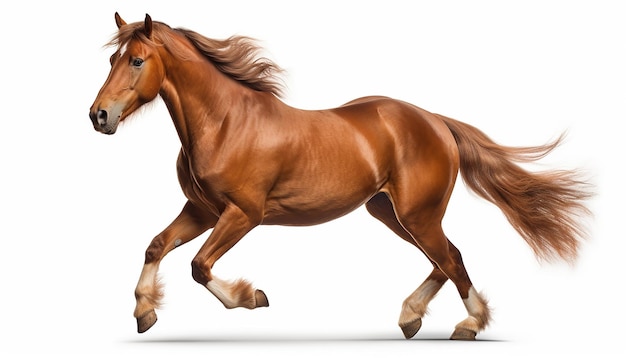 Foto estudio de movimiento ecuestre enérgico elevación de un caballo de carrera