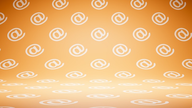 Estudio de patrón de símbolo de correo electrónico naranja en blanco vacío