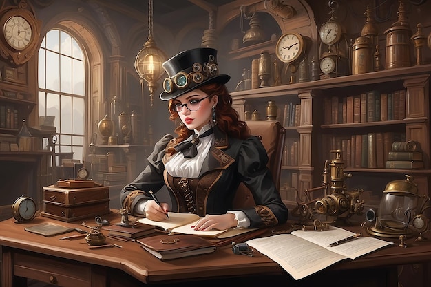 Estudios victorianos de Steampunk con encanto industrial retro