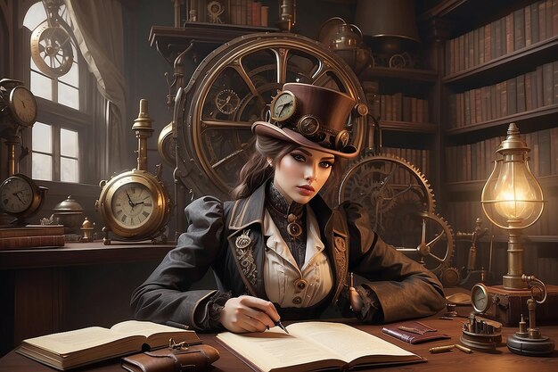 Estudios victorianos de Steampunk con encanto industrial retro