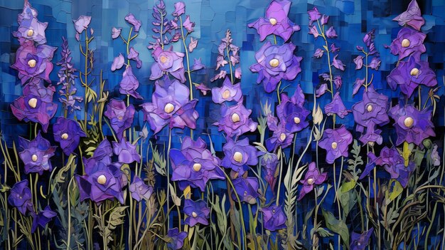 Foto estupenda arte de larkspur uma obra-prima de escultura em relevo e pintura em impasto