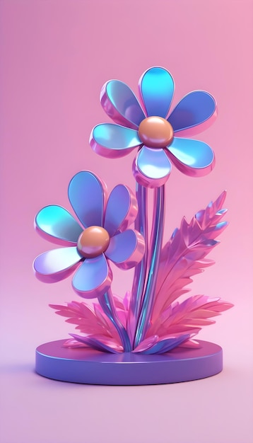 Estupendo material de ilustración de flores de textura metálica de colores