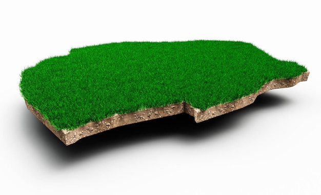Eswatini Karte Boden Land Geologie Querschnitt mit grünem Gras Rock Bodentextur 3D-Darstellung