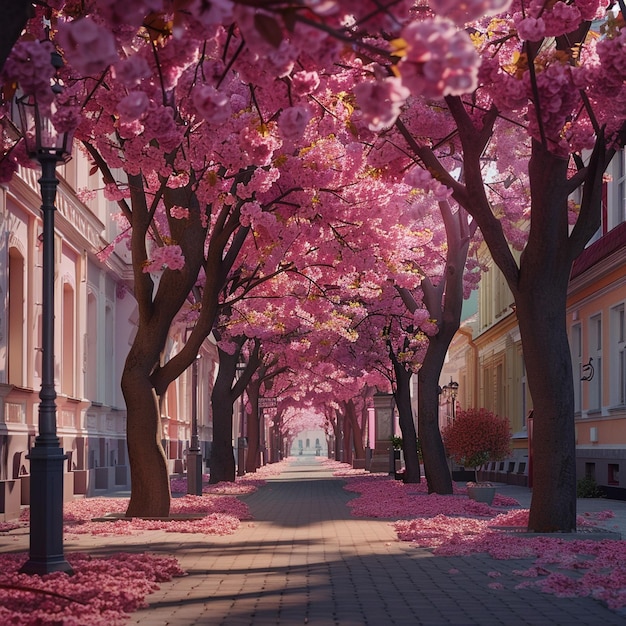 La etérea Avenida de los Cerezos en Flor en la primavera