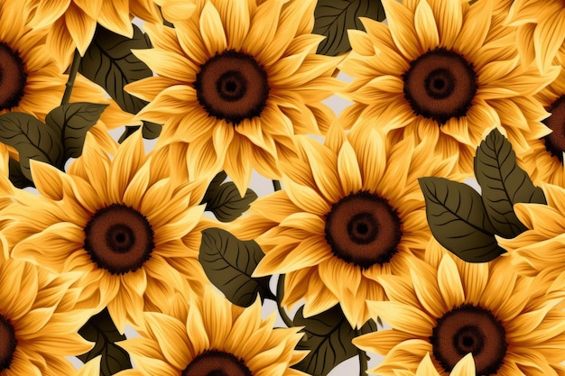 Eternal Sunshine A Seamless 32 Tiled Sunflower Pattern Design Background