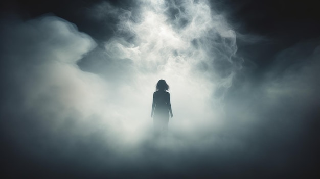 Ethereal Cloudscapes Una mujer misteriosa emerge de la niebla