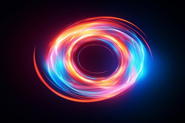 Ethereal Glow fängt den faszinierenden Tanz der Neon-Schwächenkreise mit Vektorwirbel-Spur-Effekt ein