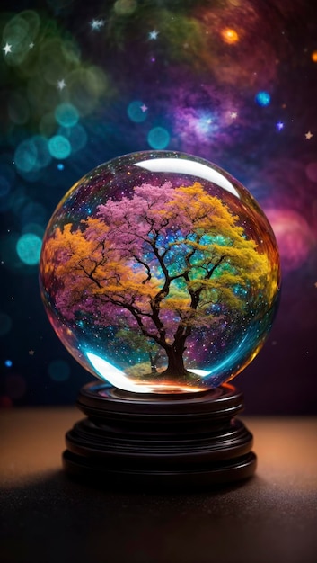 Ethereal Nebula Oasis Rainbow Ethereal Tree Dreams in Glas