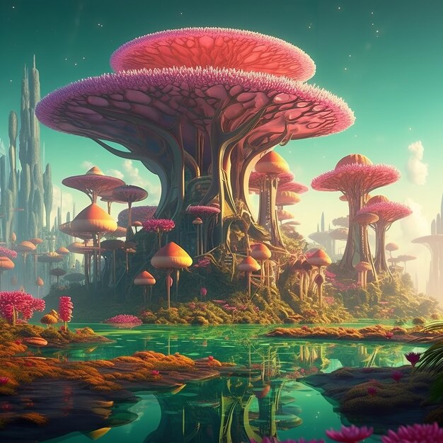 Ethereal Odyssey Un paisaje de otro mundo de belleza mística