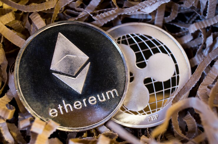 Foto ethereum es una forma moderna de intercambio y esta moneda criptográfica.