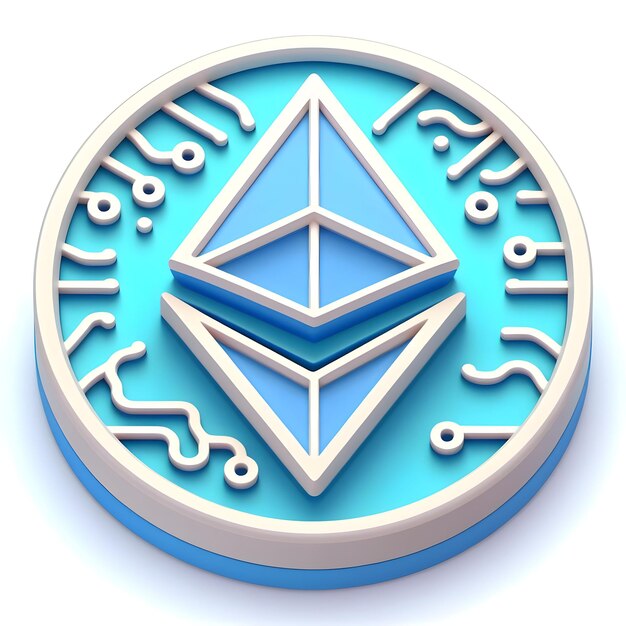 Foto ethereum-ikonen mit weißem hintergrund und isolierter süßer stil 1jpg