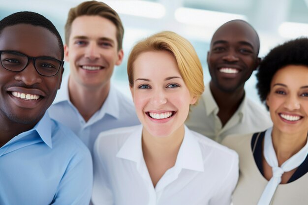 Ethnie und Vielfalt am Arbeitsplatz mit glücklichen Mitarbeitern, die den Geschäftserfolg feiern