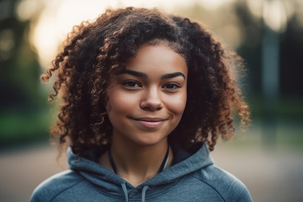 Ethnische Frau mit lockigem Haar