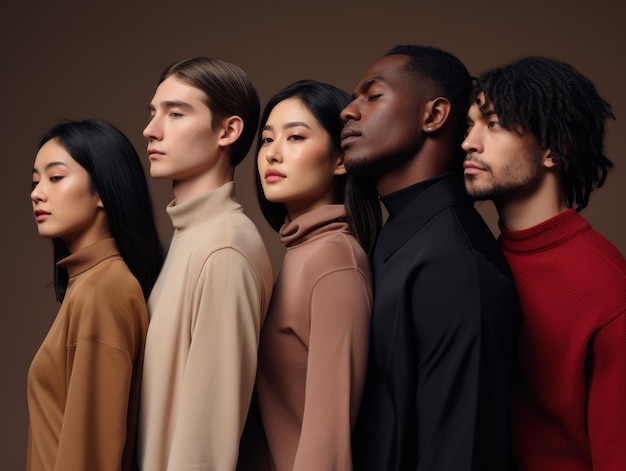 Ethnische Vielfalt Gruppe von Menschen, die in die gleiche Richtung schauen Poster-Stil