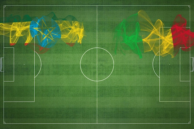 Foto etiópia vs mali jogo de futebol cores nacionais bandeiras nacionais campo de futebol jogo de futebol conceito de competição copiar espaço