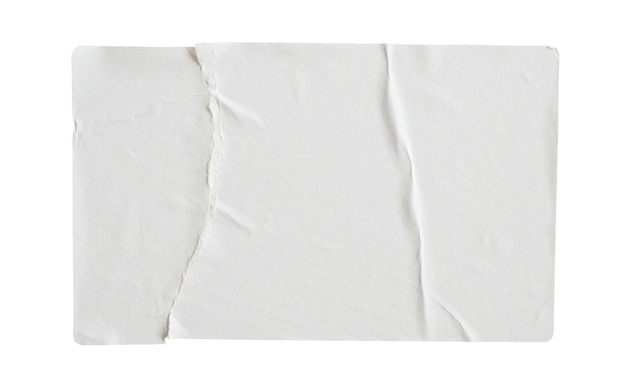 Etiqueta adesiva de papel rasgado isolada no fundo branco