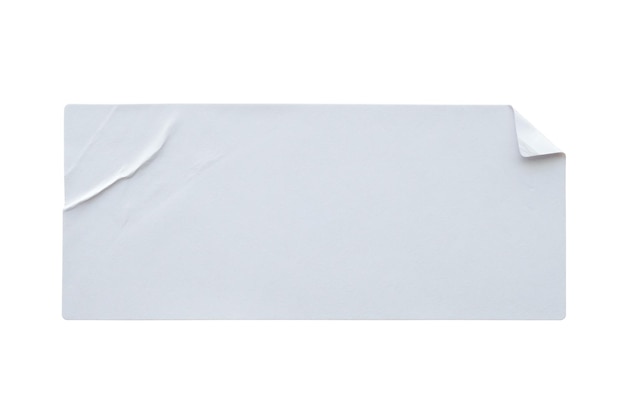 Etiqueta adhesiva de papel aislada sobre fondo blanco