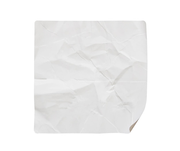 Etiqueta adhesiva de papel cuadrado blanco en blanco aislada sobre fondo blanco