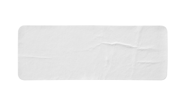 Etiqueta autocolante de papel branco em branco isolada no fundo branco