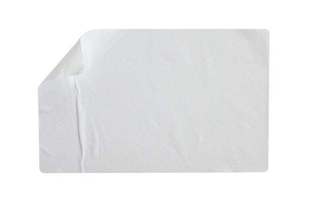 Etiqueta autocolante de papel isolada no fundo branco