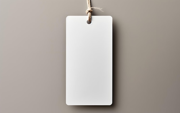 Una etiqueta blanca en blanco sobre un fondo blanco en blanco