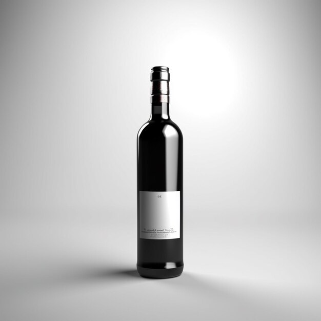 Foto etiqueta en blanco de un modelo de botella de vino