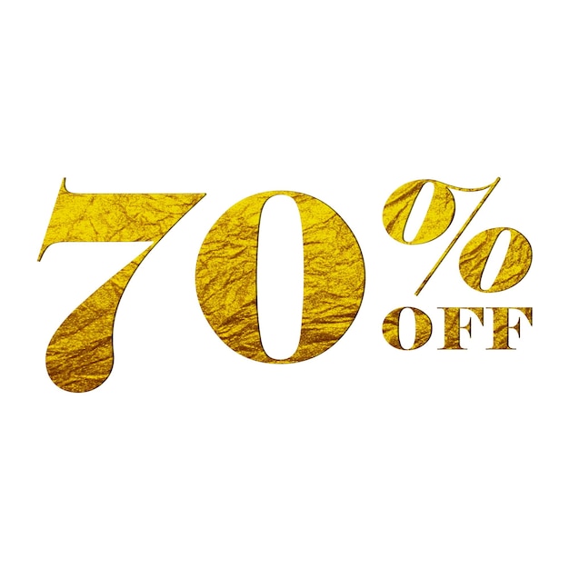 Etiqueta de ofertas de desconto de 70 por cento com design de papel dourado