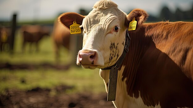 Foto etiqueta de orelha de vaca de criação