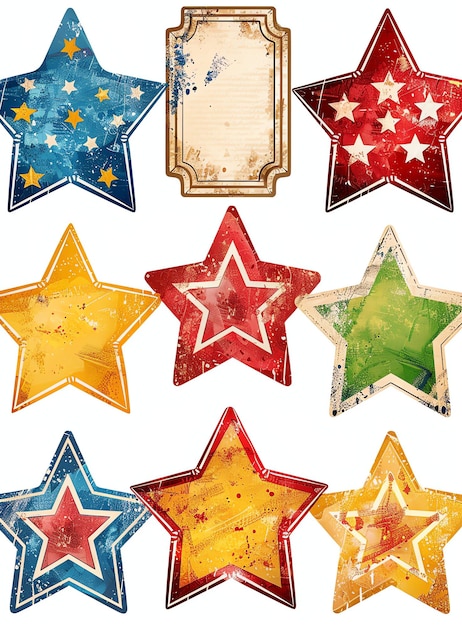 Etiqueta de diario basura Estrellas coloridas Estilo vintage embellecimiento de periódico basura imprimible