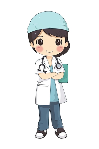 La etiqueta engomada del asistente médico en el fondo transparente aislado Png Logo AI generativo