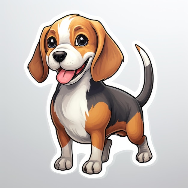 Etiqueta engomada linda de Beagle Arte detallado del juego 2d con sombreado de alto contraste