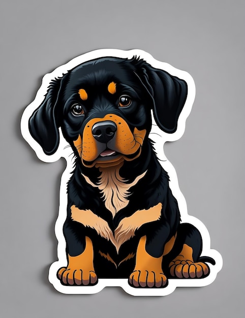 Etiqueta engomada linda de Rottweiler de la historieta