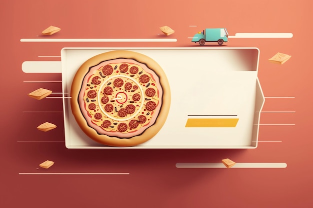 Etiqueta engomada de pizza dibujos animados lindo Espacio de copia de dibujos animados de estilo plano moderno Generación AI