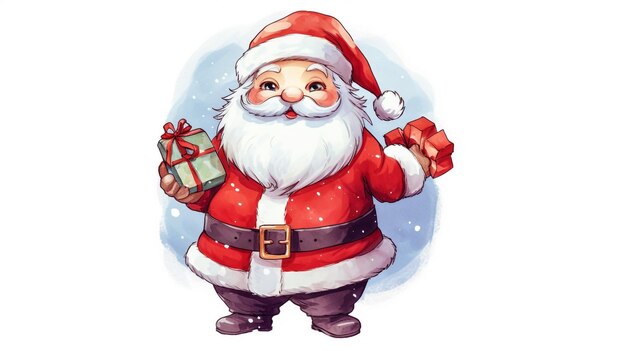 Etiqueta engomada de Santa Claus Navidad invierno ilustración sobre fondo blanco