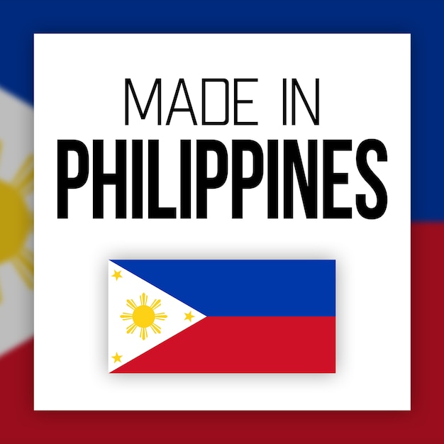 Etiqueta feita nas Filipinas, ilustração com bandeira nacional
