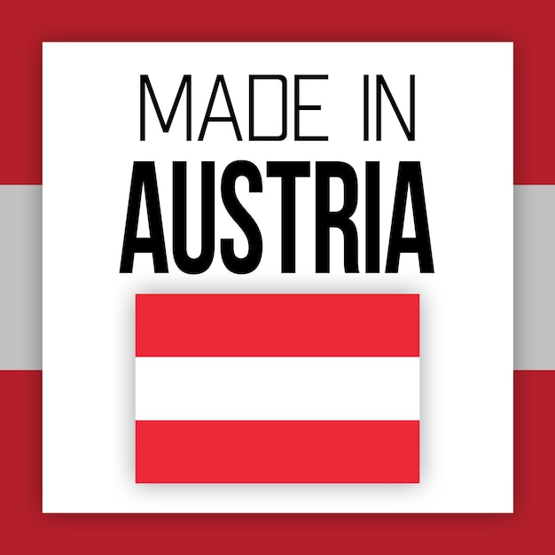 Etiqueta made in austria, ilustração com bandeira nacional