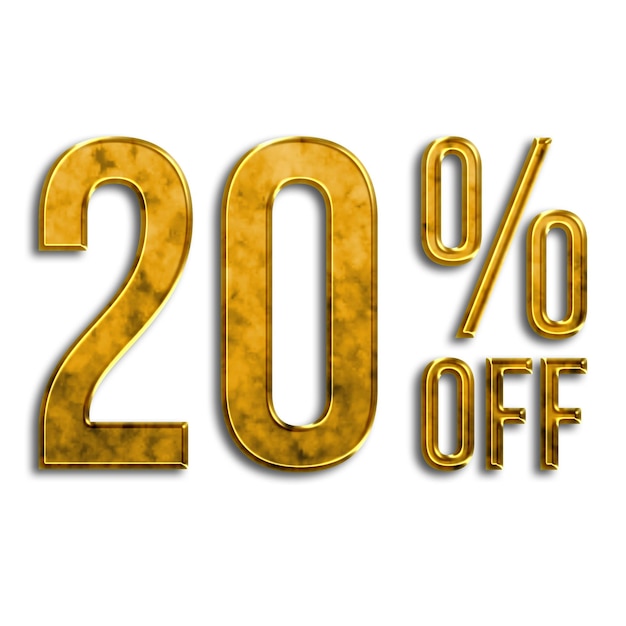 Etiqueta de ofertas de descuento del 20 por ciento con diseño de estilo dorado