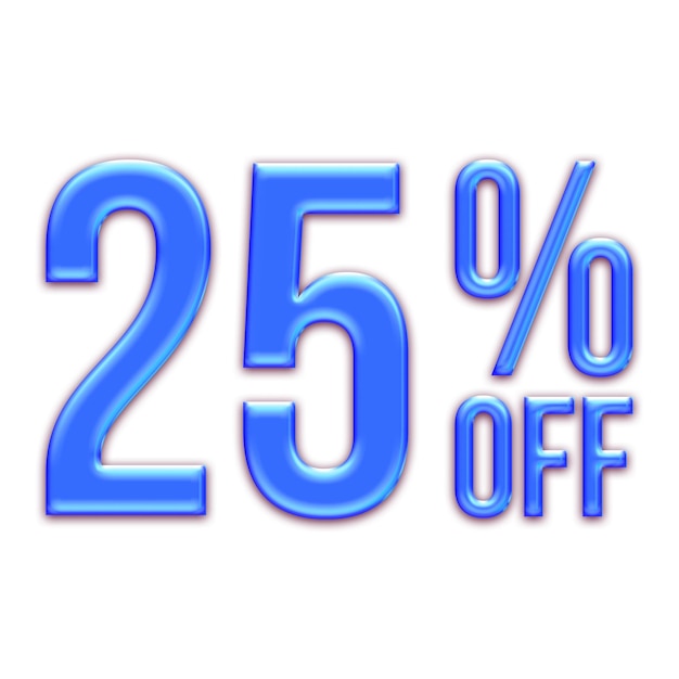 Etiqueta de ofertas de descuento del 25 por ciento con diseño de estilo azul brillante
