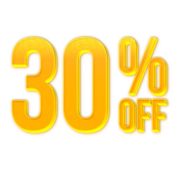 Etiqueta de ofertas de descuento del 30 por ciento con diseño de estilo amarillo