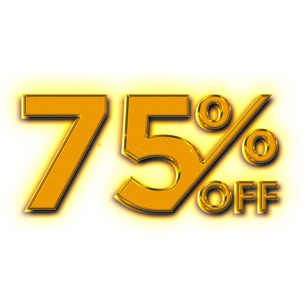 Etiqueta de ofertas de descuento del 75 por ciento con diseño de estilo dorado
